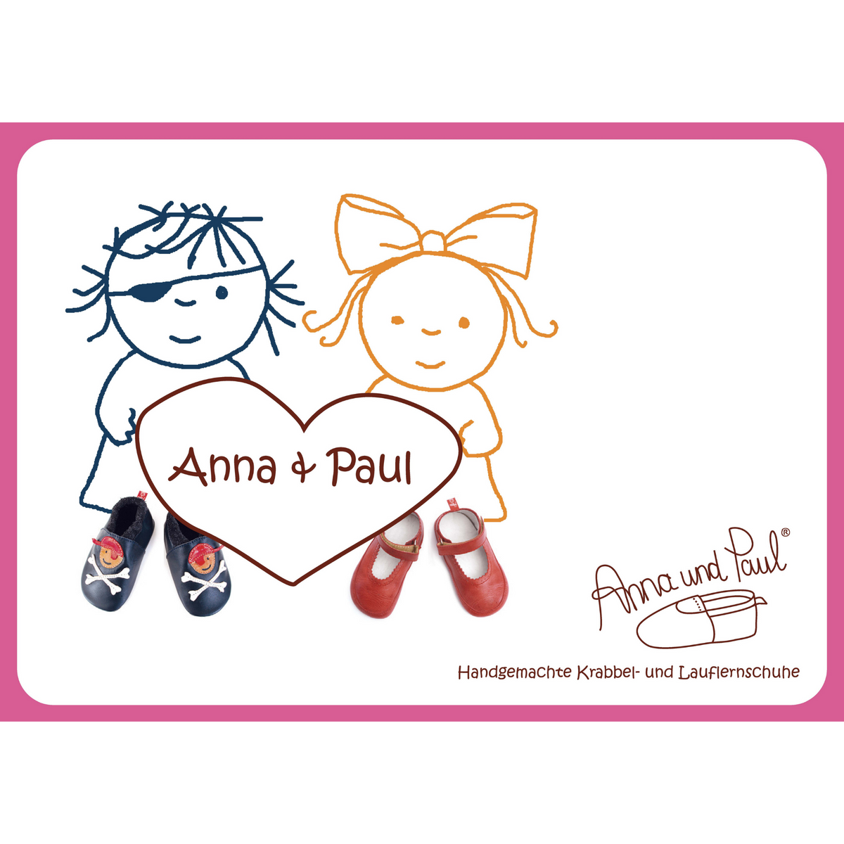 Geschenke zur Geburt – Barfußschuhe - Geschenkgutschein Anna und Paul